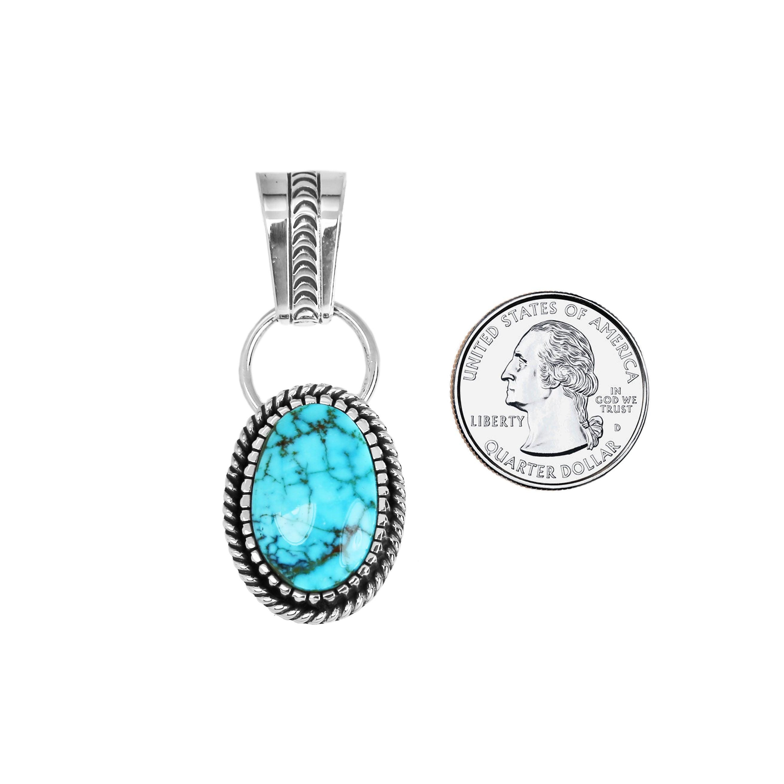 キングマン ターコイズ ハンドカット ベゼル シルバーペンダント