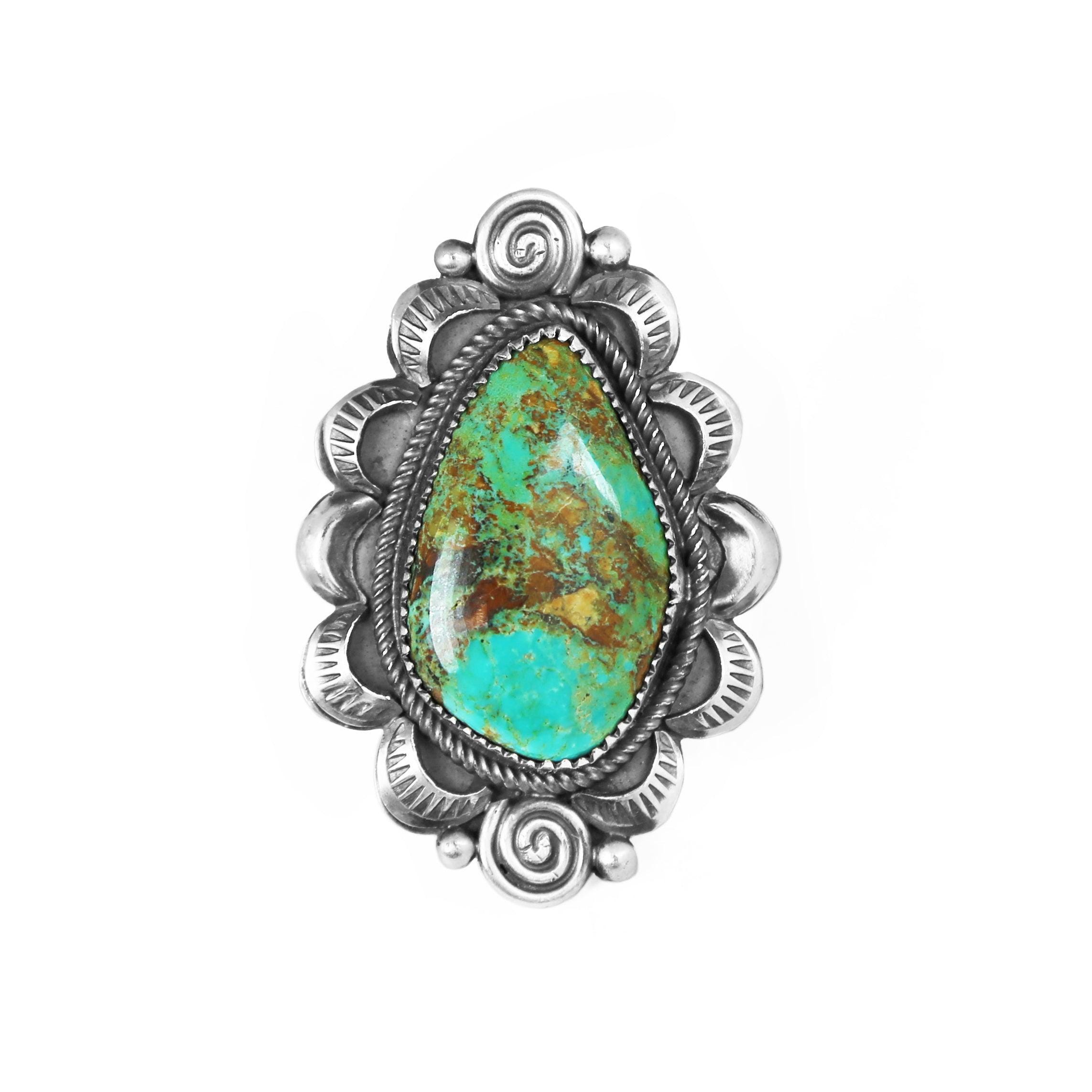 Kingman Turquoise Concho Statement Ring - Etsy