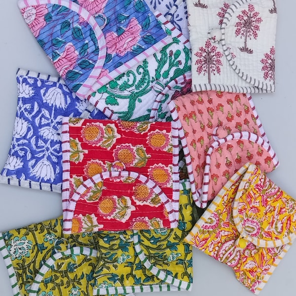 Wholesale lot Hand block print pouch bags. Quilted bags , pure cotton pouch bag multicolor hand pouch bag, Jewelry Pouch.