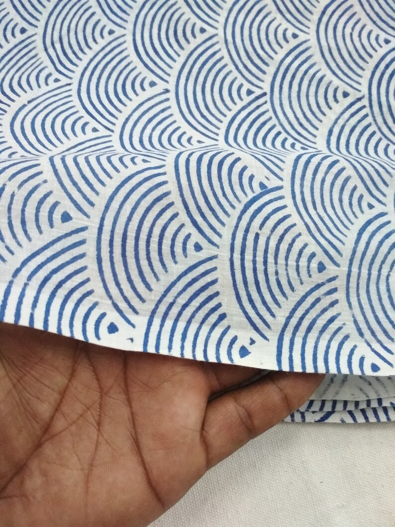 Yards Hand Block Print Fabric Blue Color Soft Cotton fabric Etsy