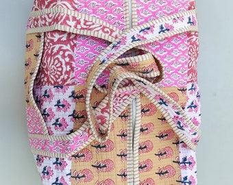 Hand block print Duffel bags. Quilted bags , pure cotton Shopping bags handbag, Floral print very nice Duffel bag.