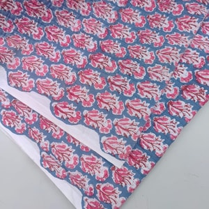 Sold By Handmade Block Print Quilted Fabric, Beautiful Floral Print Fabric, Cotton Quilted Fabric Indian Quilted Running Garment Materials