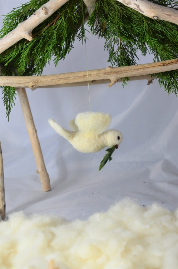Dove Great Dove Of Laurel Peace Felted Wool Birthday Gift Miniature Ornament Child White Mobile Plus Size