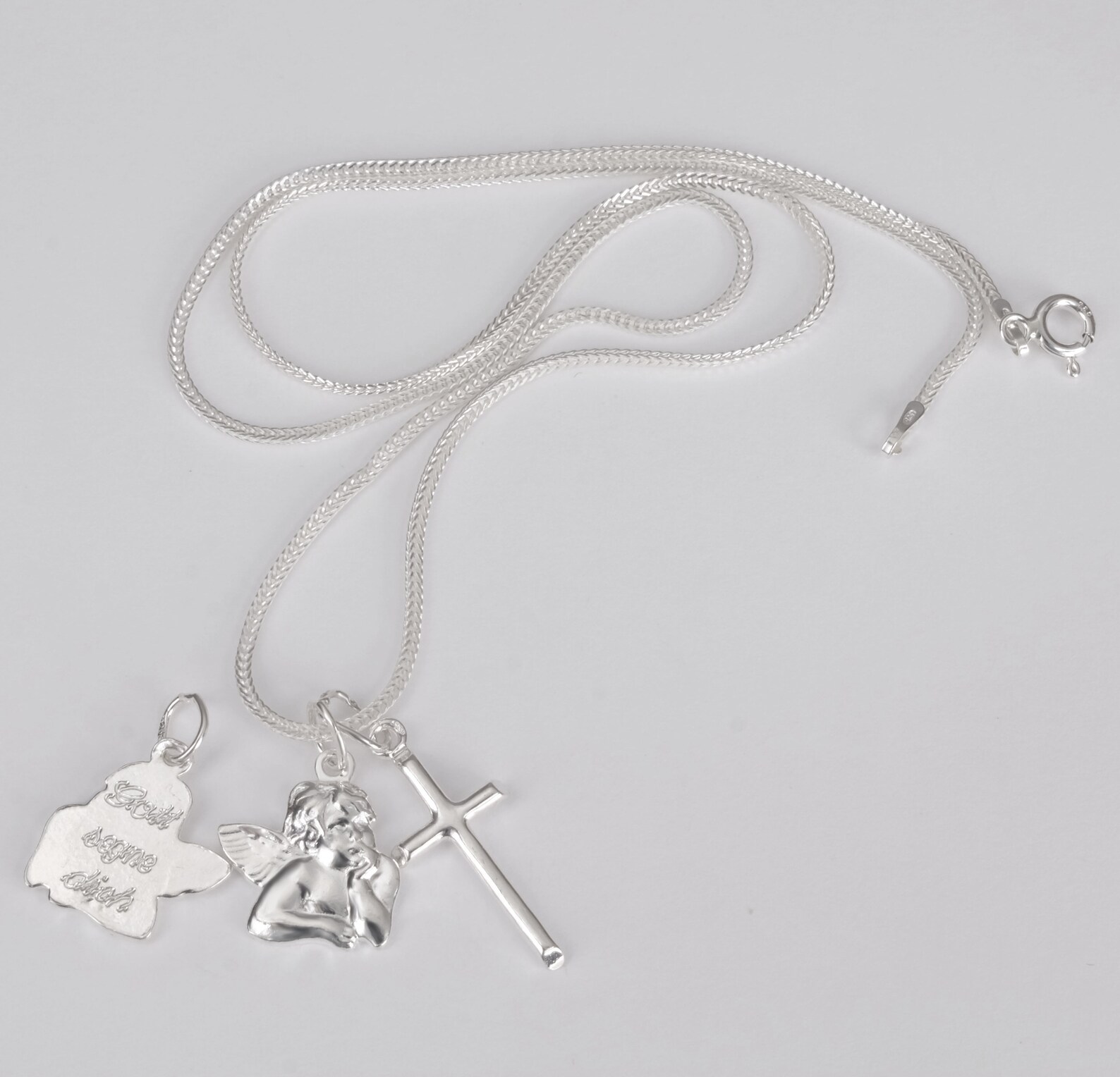 Silver baptism set with engraving pendant children necklace Etsy