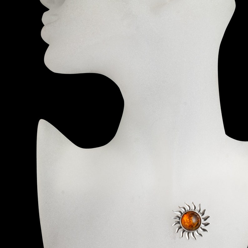 Ring Sun Amber Set 925 Silver Pendant Brooch Jewelry Set Amber Jewelry #2085