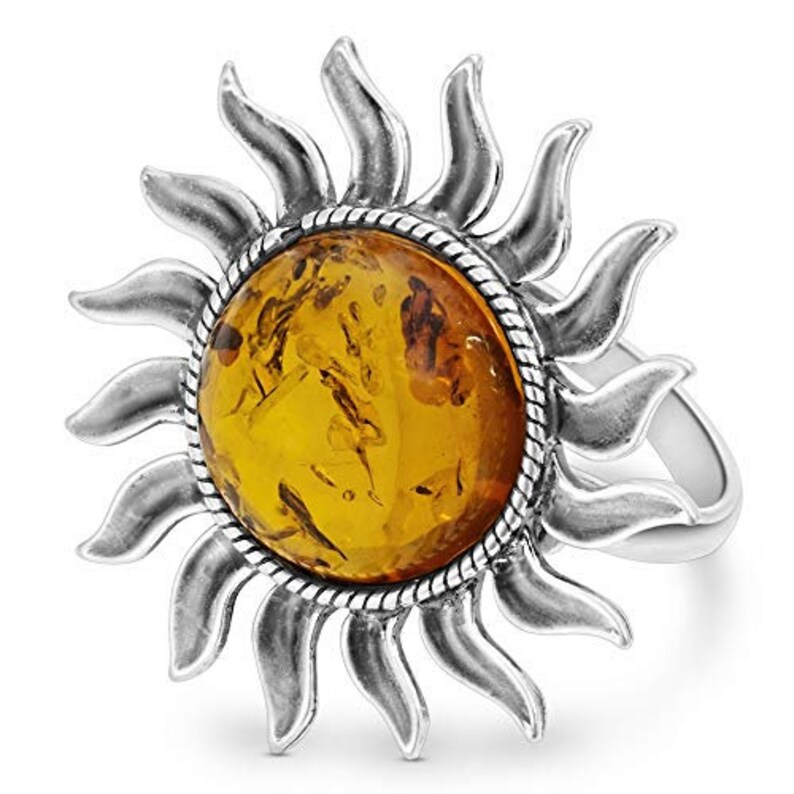 Ring Sun Amber Set 925 Silver Pendant Brooch Jewelry Set Amber Jewelry #2085