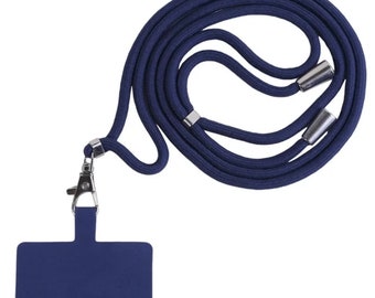 Cordon bandoulière bleu marine pour téléphone portable
