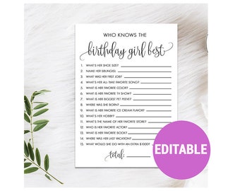 How Well Do You Know The Birthday Girl Etsy How Well Do You Know The Birthday Girl Etsy