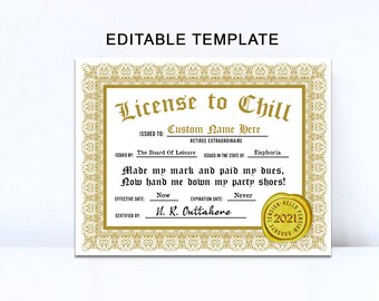 Funny Certificate Etsy