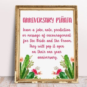 Anniversary Pinata, Wedding Pinata Leave a Joke, Idea or Dare for the Bride and Groom - 8x10 Mexican Fiesta Printable Sign, Fiesta Pinata