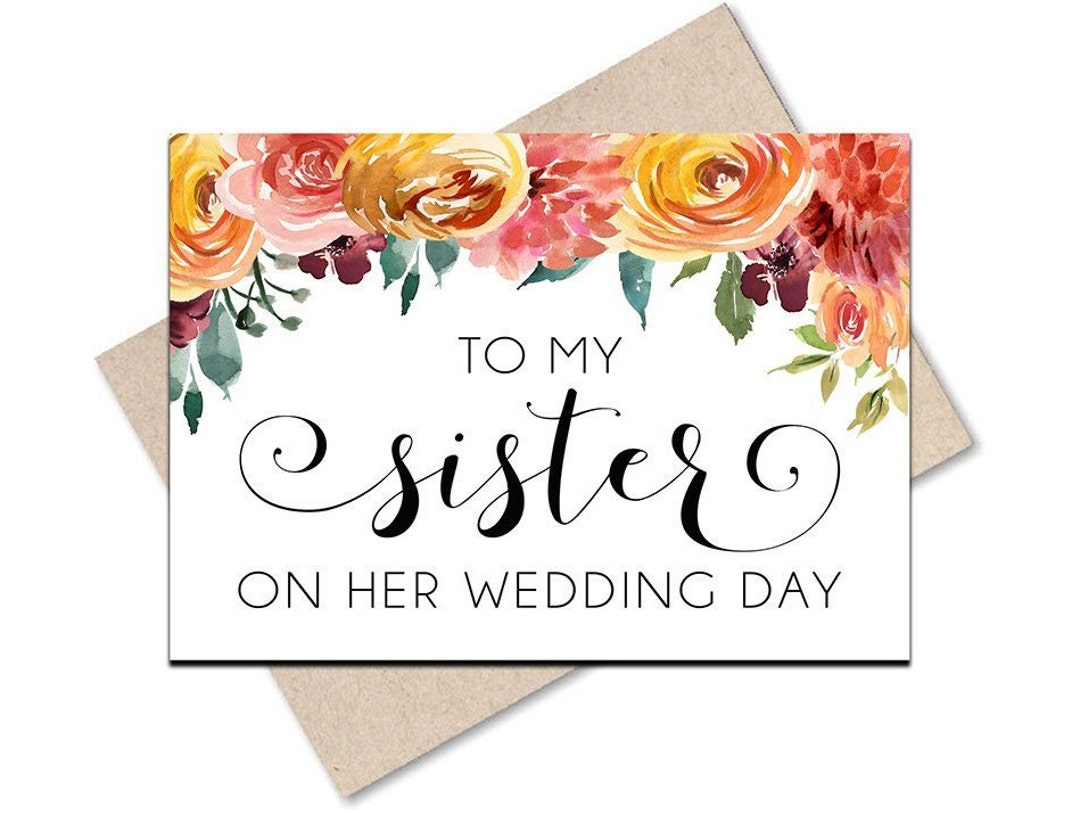 To My Sister on Her Wedding Day Wedding Gift Fall Wedding Card Etsy