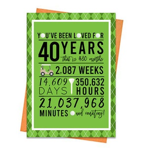 Tarjeta de cumpleaños número 40 de golf, tarjeta de cumpleaños imprimible, imprimibles de cumpleaños número 40, imprimibles de tarjetas de felicitación, cumpleaños número 40 de golf, cumpleaños número 40 de golf