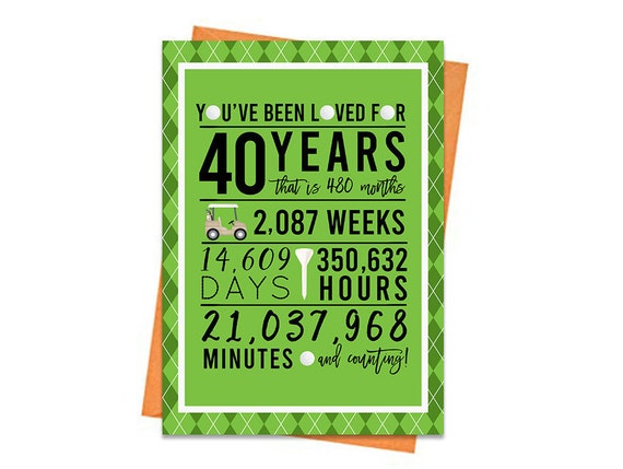 40th Golf Birthday Card Printable Birthday Card 40th - Etsy