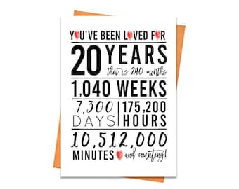 20th Birthday Card, Printable Birthday Card, 20th Birthday Printables, Greeting card printables, red 20th birthday, 20th heart birthday,file