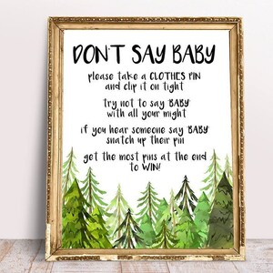 Don&#39;t Say Baby, Baby Shower Signs, Winter Baby Shower Sign, Winter Baby Shower, Mountain don&#39;t say baby, Woodlands Baby Shower Games, files