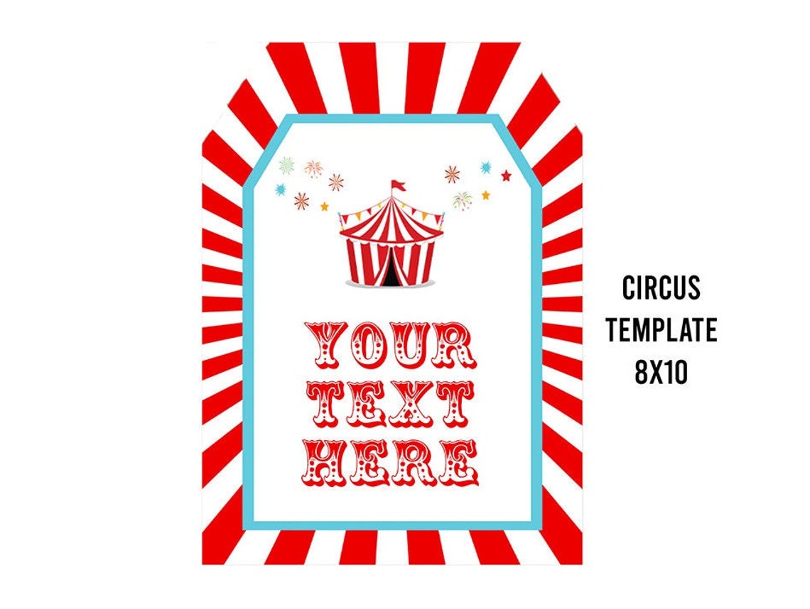 Editable Circus Party Sign, Printable, Carnival Tent Sign, Circus ...