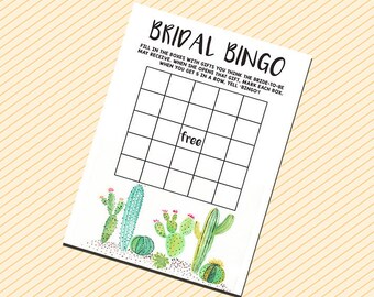Brautbingo, Fiesta Bridal Shower, Kaktus Brautbingo, Sukkulenten Brautbingo, Fiesta Shower Bingo, druckbare Fiesta Brautparty Spiel
