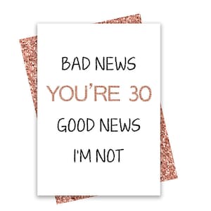 Tarjeta de cumpleaños número 30 de oro rosa, tarjeta de cumpleaños imprimible, imprimibles de cumpleaños número 30, imprimibles de tarjetas de felicitación, cumpleaños número 30 rosa, rosa 30