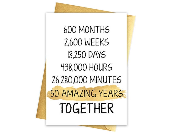 Gold 50th Wedding Anniversary Card Printable Anniversary - Etsy