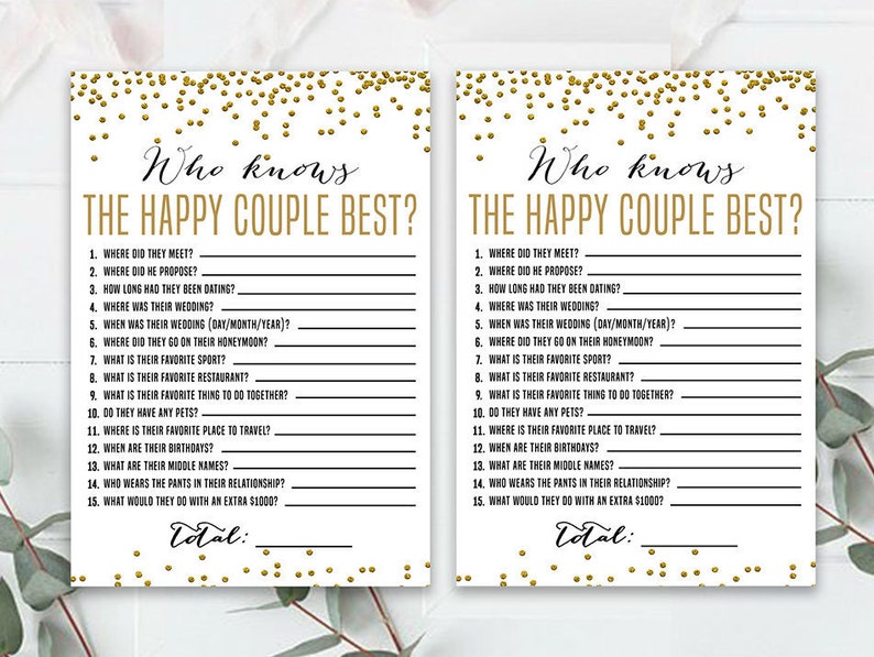 Wedding Anniversary Party Sheets Gold Game 50th Etsy