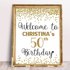Black Gold Welcome Sign, 50th, 40th, 70th Welcome Sign, Welcome Sign, 60th Birthday, Birthday Welcome, Welcome Sign, Milestone Birthday