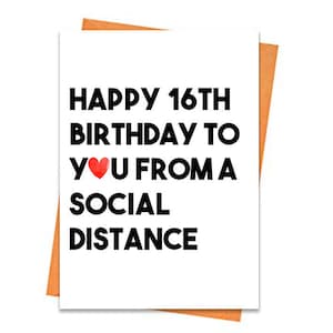 Carte d'anniversaire drôle, carte imprimable du 16e anniversaire, carte de voeux d'actualité, pour un ami, joyeux anniversaire d'une carte de distance sociale imprimable