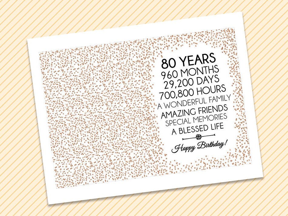 Old English Co. Biglietto Auguri 80° Compleanno Donna – Motivo Floreale Con Cuore E Lamina Oro – 150x150 Mm