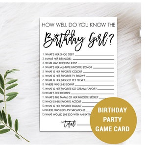 How well do you know the birthday girl, Who knows the birthday girl best, Birthday Quiz, Girl Birthday party game,Activity,Rustic birthday