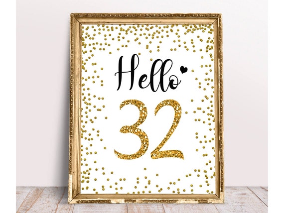Hello 32 Sign Cheers to 32 Years 32nd Birthday Sign 32nd - Etsy Sweden