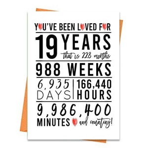 19e verjaardagskaart, afdrukbare verjaardagskaart, 19e verjaardag printables, wenskaart printables, rode 19e verjaardag, 19e hartverjaardag