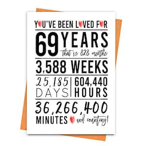 Biglietto per il 69esimo compleanno, Biglietto di compleanno stampabile, Stampabili per il 69esimo compleanno, Biglietti d'auguri stampabili, 69esimo compleanno rosso, 69esimo compleanno del cuore,file