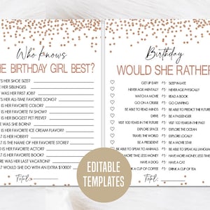 Hoe goed ken jij het feestvarken, Wie kent het feestvarken het beste, Verjaardagsquiz, Zou ze liever zijn, Verjaardagsfeestspel, Rose Gold