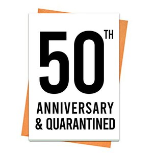 Tarjeta del 50 aniversario, tarjeta imprimible del 50 aniversario, tarjeta de felicitación temática, feliz aniversario desde una tarjeta de distancia social imprimible