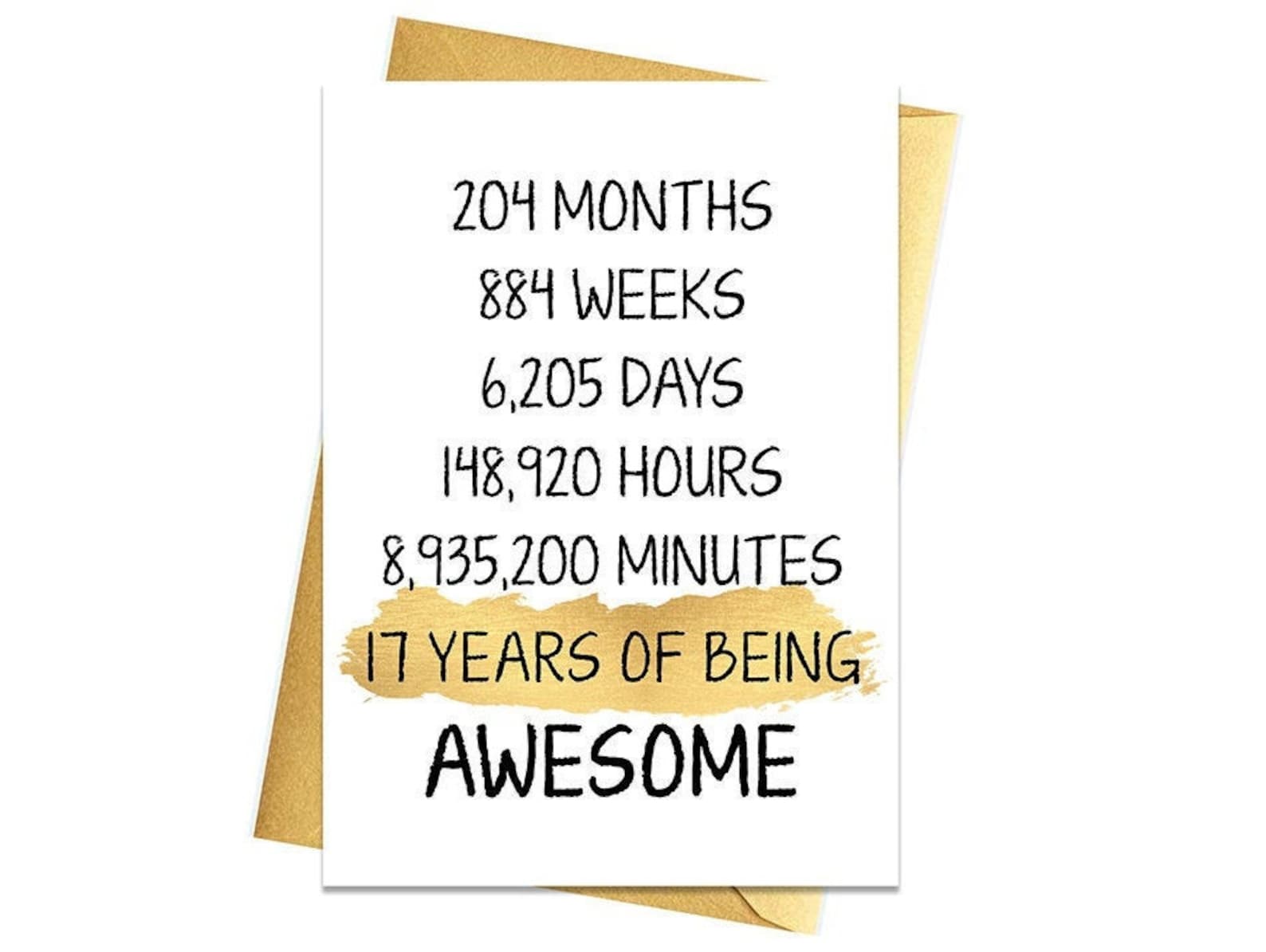 Gold 17th Birthday Card Printable Birthday Card 17th | Etsy