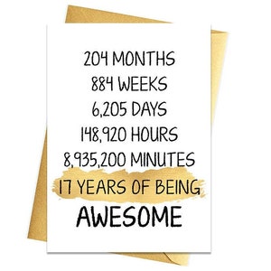 Gouden 17e verjaardagskaart, afdrukbare verjaardagskaart, 17e verjaardag printables, wenskaart printables, 17e verjaardag, 17e verjaardag kaartbestanden