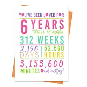 Pastel 6th Birthday Card, Printable Birthday Card, 6th Birthday Printables, Greeting card printables, 6th birthday, pink 6th birthday card