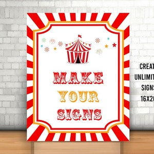 Editable Carnival Party Sign, Printable, 16x20, Circus Tent Sign, Circus Birthday Decor, Instant Carnival Party, Carnival Template, Orange