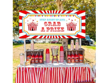 Carnival Birthday Party Printables, Thank You Tags, Grab A Prize sign, carnival party, Step Right Up, county fair, circus, CatAndBru circus