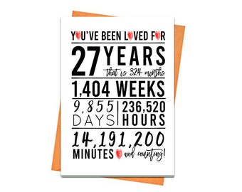 27. Geburtstagskarte, druckbare Geburtstagskarte, 27. Geburtstag Printable, Grußkarte Printables, rot 26. Geburtstag, 26.