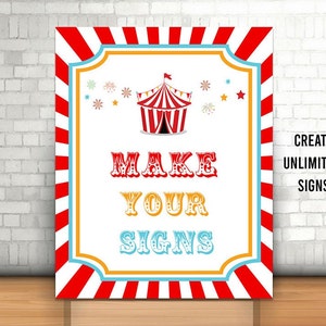 Editable Carnival Party Sign, Printable, Circus Tent Sign, Circus Birthday Decoration, Instant Carnival Party Decor, Carnival Template, gift