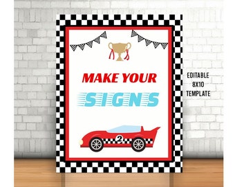 Race Car Custom Sign Template, Race Car Birthday Party Sign, Editable Sign, Racing  Car Birthday Party, Red Race Car, Printable, Boys Bday