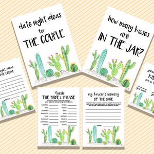 Bridal Shower Games, Fiesta Bridal Shower Games Bundle, Cactus Bridal Shower Games, Succulent Bridal Shower Games, Printable Shower Games