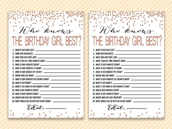 Who Knows The Birthday Girl Best How Well Do You Know The Etsy