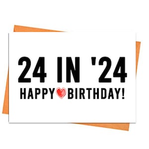 24e verjaardagskaart, afdrukbare verjaardagskaart, 24e verjaardag printables, wenskaart printables, rode 24e verjaardag, 24e hart verjaardagskaart