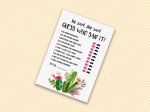 Cactus Games party Bridal Shower Games Fiesta Cactus bridal shower games How well do you know the bride Fiesta Bridal Shower Games Set