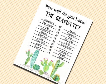 Graduation Party Game, Fiesta Graduation Game, How Well Do You Know the Graduate Game Printable, Graduation Party Decorations & Activities