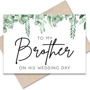 Para meu irmão no dia do casamento Presente de casamento Cartão de casamento para irmão Cartões de casamento para o noivo Cartão de dia de casamento para impressão Folhagem de casamento