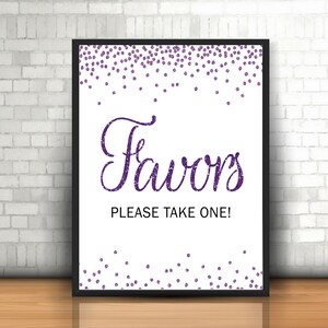 Purple Favors Sign  - Purple Wedding - Reception Sign - Gifts Wedding Sign - Wedding - Downloadable wedding- Purple  Shower Sign