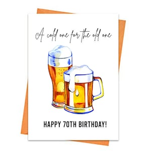 70º cartão de aniversário de cerveja, IMPRIMÍVEL, um frio para o antigo 70º cartão, cartão de aniversário para ele, cartão de cerveja, presente de aniversário para amigo