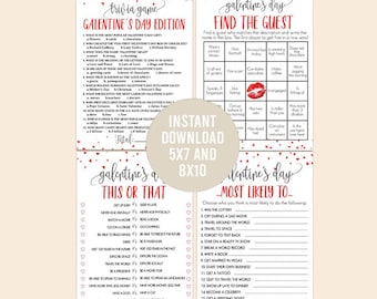 Galentines Day Games Bundle, Printable Valentines Day Party Games, Adult Valentines Day Games, Ladies Night Games, Galentines Day Games pack